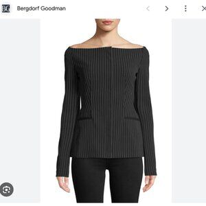 Theory Off-the-shoulder Pinstripe Jacket